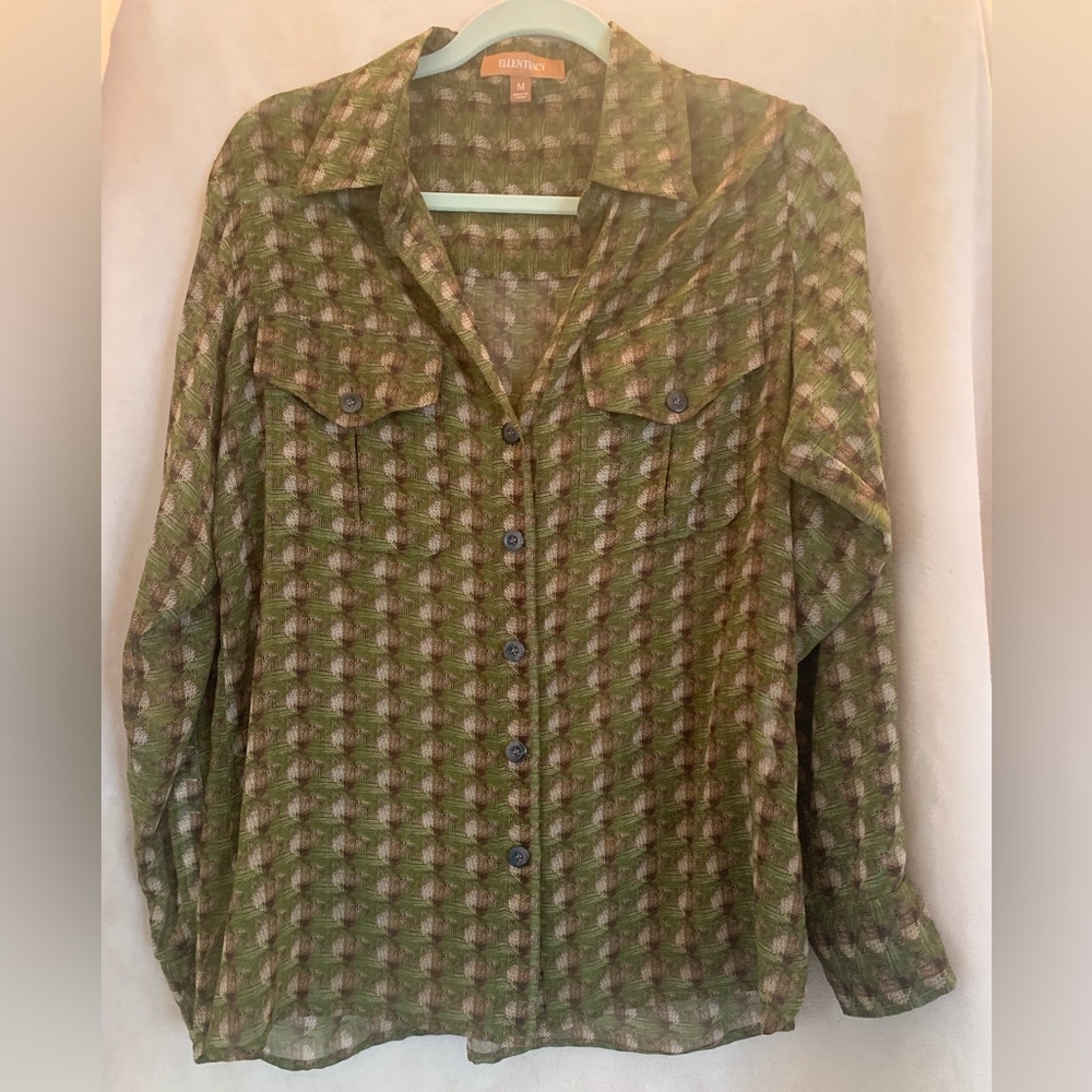 Women’s Ellen Tracy Long Sleeve Patterned Blouse